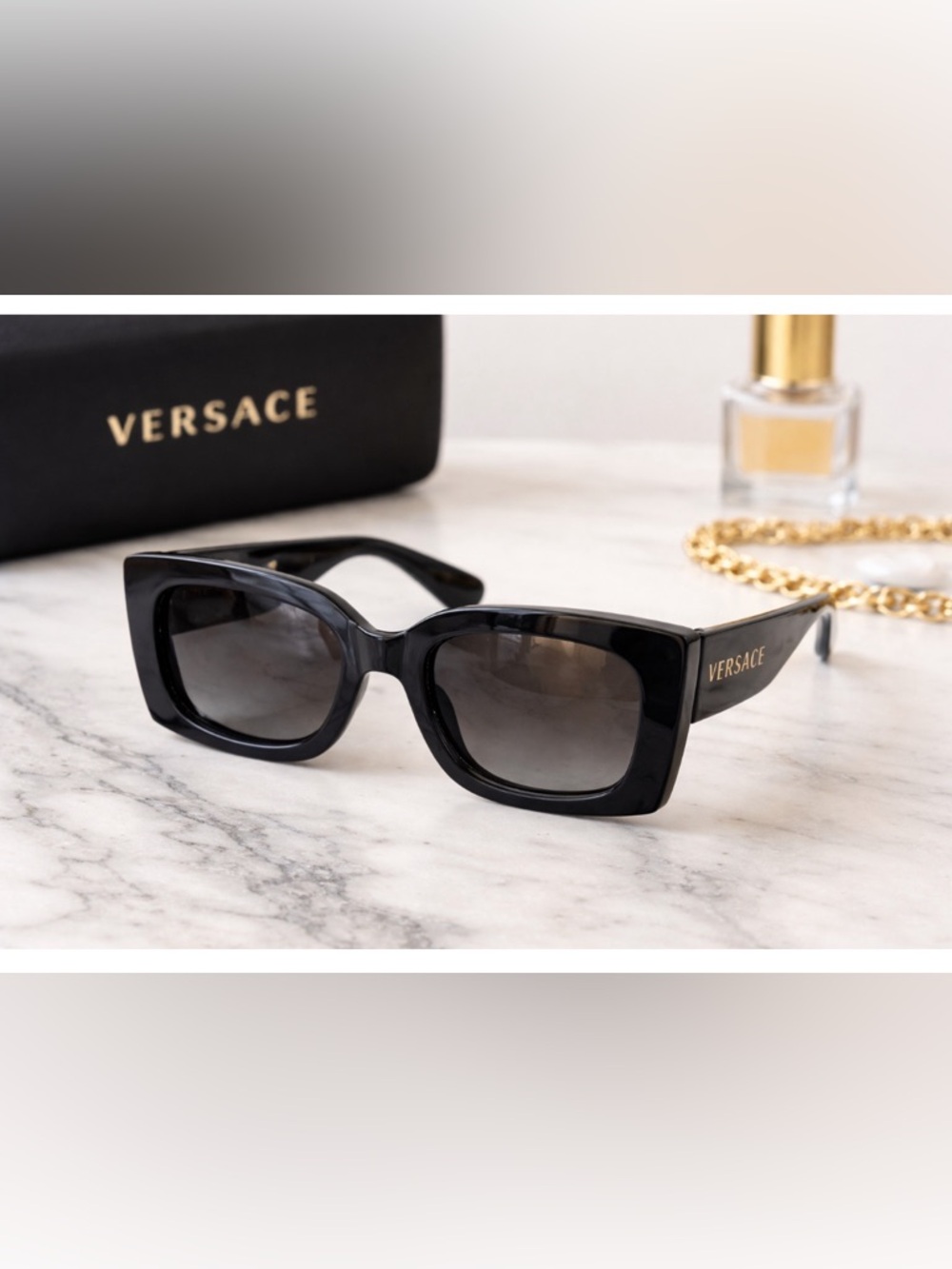 Versace Black Oversized Square Women’s Sunglasses